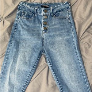 High waisted button up jeans